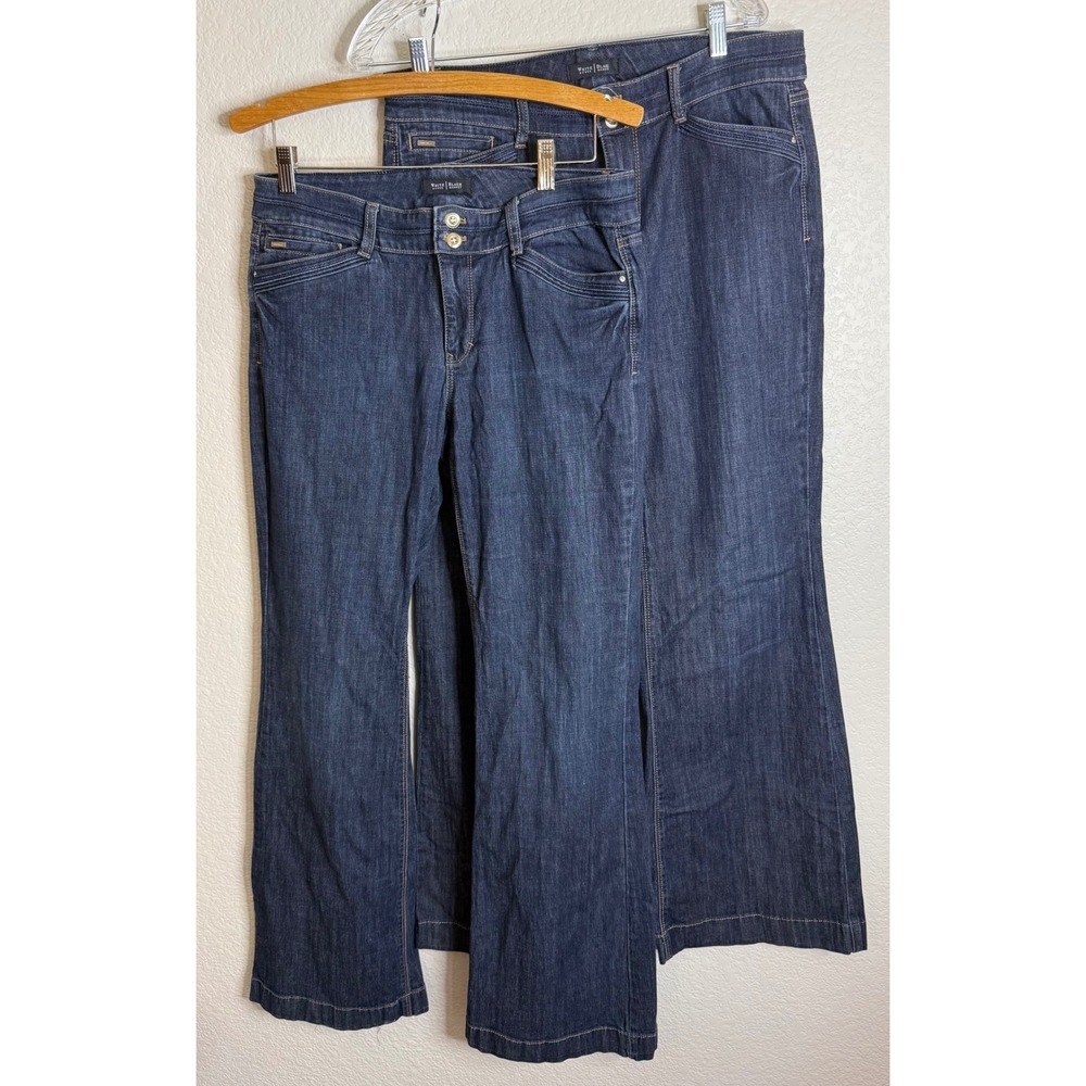 White House Black Market Womens 8R Indigo Trouser Leg Jeans Blanc Denim Lot Of 2